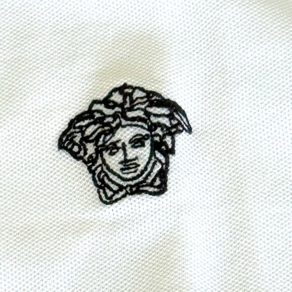 VERSACE A89507S Men's WHITE POLO SHIRT EMBROIDERED MEDUSA, Sm, XL, 2XL - Picture 5 of 14